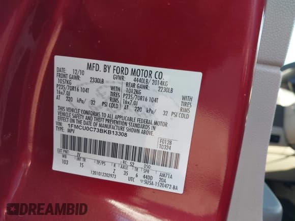 ✅ 2011 Ford Escape XLS • VIN: 1FMCU0C73BKB13308 • Лот: 43870279. Опубликован ранее на IAAI с пробегом 352 037 миль. Бесплатный доступ к архиву аукционных продаж из США и подробный отчёт об истории автомобиля на DreamBid. Изображение 9.