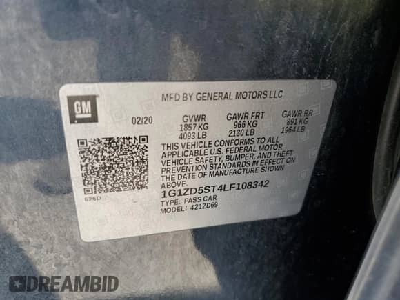 2020 Chevrolet Malibu LT с VIN 1G1ZD5ST4LF108342, выставлен на аукционе Copart как лот 57968324 с пробегом 113 838 миль миль и Списание • Salvage title. История ставок и продаж доступна на DreamBid. Изображение 12.