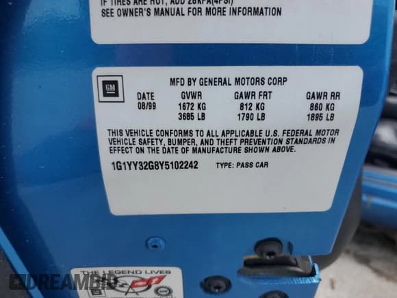 ✅ 2000 Chevrolet Corvette • VIN: 1G1YY32G8Y5102242 • Лот: 60411855. Опубликован ранее на Copart с пробегом 95 490 миль. Бесплатный доступ к архиву аукционных продаж из США и подробный отчёт об истории автомобиля на DreamBid. Изображение 13.