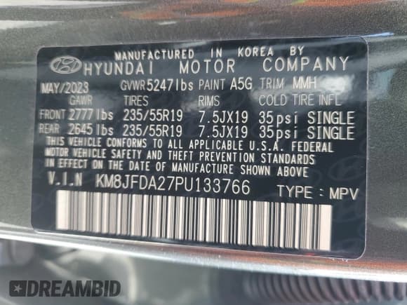 ✅ 2023 Hyundai Tucson Limited • VIN: KM8JFDA27PU133766 • Lot: 48038035. Wystawiony na Copart z przebiegiem 13 725 mil. Bezpłatny archiwum sprzedaży aukcyjnych z USA i szczegółowy raport historii pojazdu na DreamBid. Zdjęcie 13.