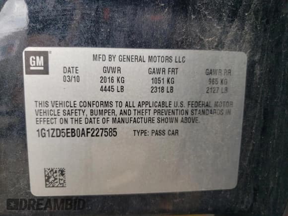 ✅ 2010 Chevrolet Malibu 2LT • VIN: 1G1ZD5EB0AF227585 • Lot: 69381584. Listed on Copart with 93,604 mi. Free auction sales archive from the USA and detailed vehicle history report at DreamBid. Image 12.