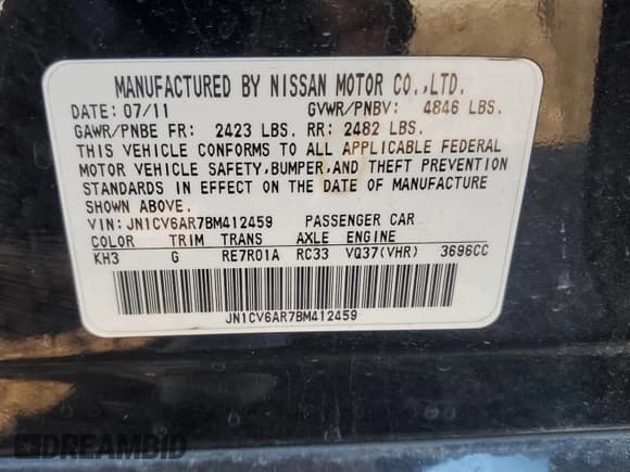 ✅ 2011 Infiniti G37 x • VIN: JN1CV6AR7BM412459 • Lot: 82030164. Listed on Copart with 160,459 mi. Free auction sales archive from the USA and detailed vehicle history report at DreamBid. Image 14.