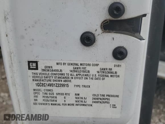 ✅ 2001 Chevrolet Silverado 1500 LS • VIN: 1GCEC14V01Z229915 • Лот: 64355414. Опубликован ранее на Copart с пробегом Не указан. Бесплатный доступ к архиву аукционных продаж из США и подробный отчёт об истории автомобиля на DreamBid. Изображение 12.