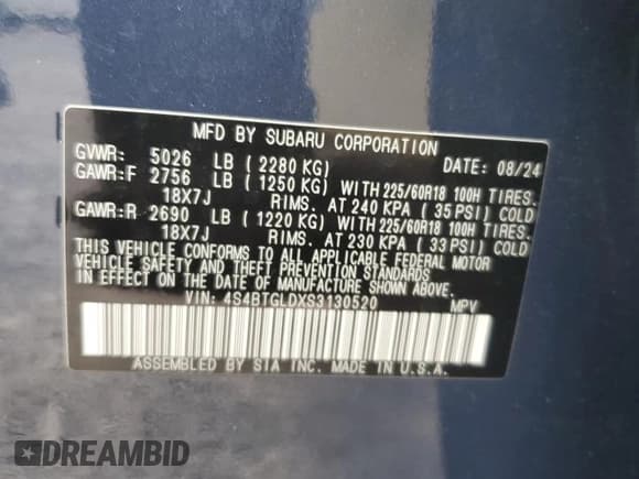 ✅ 2025 Subaru Outback Onyx XT • VIN: 4S4BTGLDXS3130520 • Lot: 91081615. Listed on Copart with 9,846 mi. Free auction sales archive from the USA and detailed vehicle history report at DreamBid. Image 14.