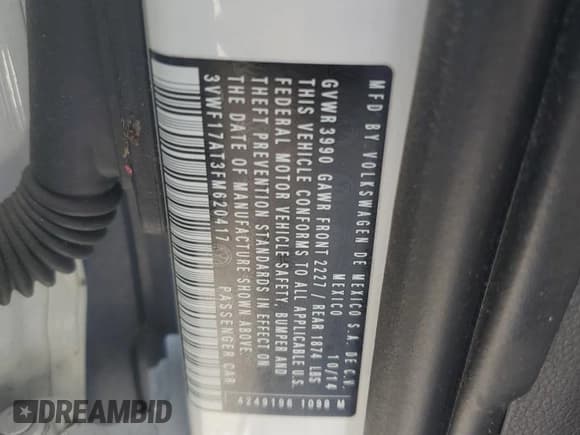 ✅ 2015 Volkswagen Beetle Fleet Edition • VIN: 3VWF17AT3FM620417 • Lot: 60671335. Listed on Copart with 80,880 mi. Free auction sales archive from the USA and detailed vehicle history report at DreamBid. Image 12.