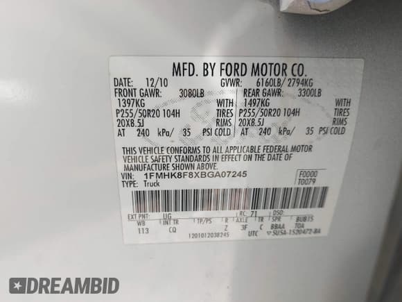 ✅ 2011 Ford Explorer Limited • VIN: 1FMHK8F8XBGA07245 • Lot: 41914442. Wystawiony na IAAI z przebiegiem 253 009 mil. Bezpłatny archiwum sprzedaży aukcyjnych z USA i szczegółowy raport historii pojazdu na DreamBid. Zdjęcie 9.