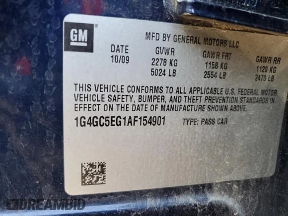 ✅ 2010 Buick LaCrosse CXL • VIN: 1G4GC5EG1AF154901 • Lot: 92224195. Wystawiony na Copart z przebiegiem 144 950 mil. Bezpłatny archiwum sprzedaży aukcyjnych z USA i szczegółowy raport historii pojazdu na DreamBid. Zdjęcie 12.