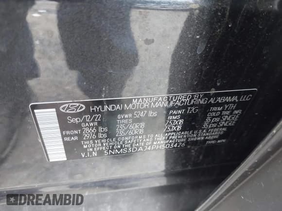 ✅ 2023 Hyundai Santa Fe SEL • VIN: 5NMS3DAJ4PH503426 • Lot: 42857026. Wystawiony na IAAI z przebiegiem 20 317 mil. Bezpłatny archiwum sprzedaży aukcyjnych z USA i szczegółowy raport historii pojazdu na DreamBid. Zdjęcie 9.