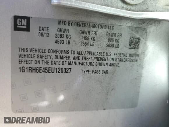 ✅ 2014 Chevrolet Volt • VIN: 1G1RH6E45EU120027 • Lot: 61283914. Wystawiony na Copart z przebiegiem 153 530 mil. Bezpłatny archiwum sprzedaży aukcyjnych z USA i szczegółowy raport historii pojazdu na DreamBid. Zdjęcie 12.