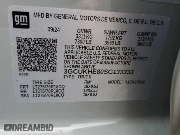 ✅ 2025 Chevrolet Silverado 1500 • VIN: 3GCUKHE80SG133333 • Лот: 66640915. Опубликован ранее на Copart с пробегом 13 203 миль. Бесплатный доступ к архиву аукционных продаж из США и подробный отчёт об истории автомобиля на DreamBid. Изображение 13.