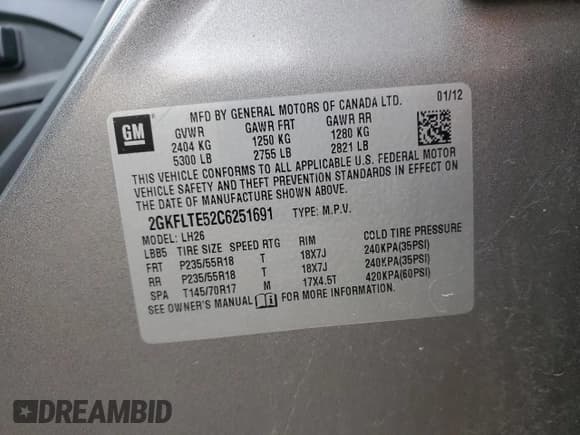 ✅ 2012 GMC Terrain SLE-2 • VIN: 2GKFLTE52C6251691 • Lot: 70307915. Listed on Copart with 102,658 mi. Free auction sales archive from the USA and detailed vehicle history report at DreamBid. Image 14.