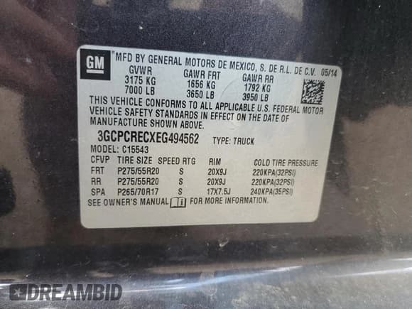 ✅ 2014 Chevrolet Silverado 1500 LT • VIN: 3GCPCRECXEG494562 • Лот: 86494505. Опубликован ранее на Copart с пробегом 153 021 миль. Бесплатный доступ к архиву аукционных продаж из США и подробный отчёт об истории автомобиля на DreamBid. Изображение 12.