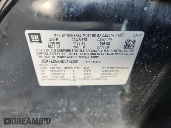 ✅ 2013 Chevrolet Equinox LS • VIN: 2GNFLCEK4D6102001 • Лот: 91323245. Опубликован ранее на Copart с пробегом 155 686 миль. Бесплатный доступ к архиву аукционных продаж из США и подробный отчёт об истории автомобиля на DreamBid. Изображение 13.