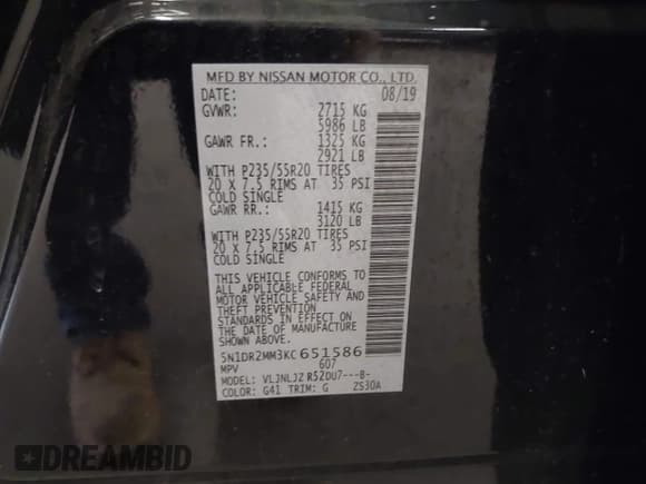 ✅ 2019 Nissan Pathfinder SV • VIN: 5N1DR2MM3KC651586 • Lot: 43351836. Wystawiony na IAAI z przebiegiem 85 912 mil. Bezpłatny archiwum sprzedaży aukcyjnych z USA i szczegółowy raport historii pojazdu na DreamBid. Zdjęcie 9.