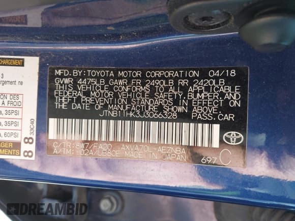 ✅ 2018 Toyota Camry LE • VIN: JTNB11HK3J3066328 • Lot: 43403225. Listed on IAAI with 113,210 mi. Free auction sales archive from the USA and detailed vehicle history report at DreamBid. Image 9.