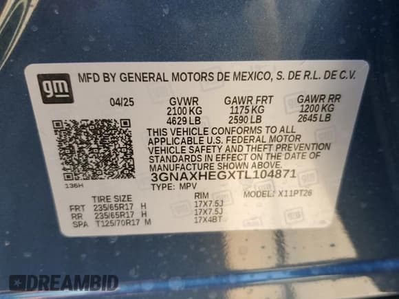 ✅ 2026 Chevrolet Equinox FWD LT • VIN: 3GNAXHEGXTL104871 • Lot: 62015055. Wystawiony na Copart z przebiegiem 368 mil. Bezpłatny archiwum sprzedaży aukcyjnych z USA i szczegółowy raport historii pojazdu na DreamBid. Zdjęcie 14.
