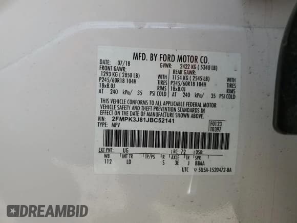 ✅ 2018 Ford Edge SEL • VIN: 2FMPK3J81JBC52141 • Lot: 89868135. Listed on Copart with 76,753 mi. Free auction sales archive from the USA and detailed vehicle history report at DreamBid. Image 14.