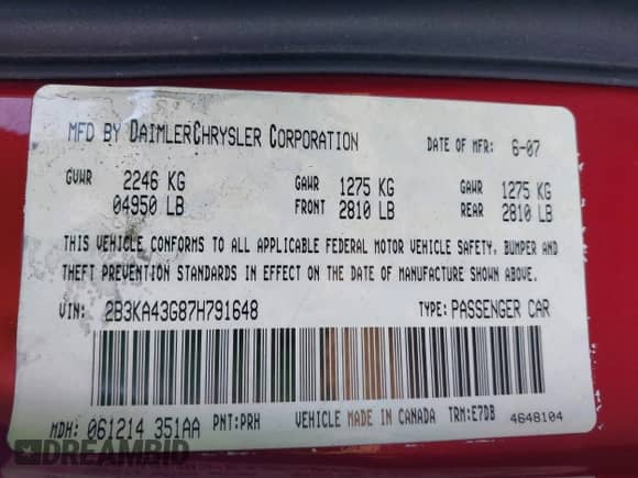 2007 Dodge Charger с VIN 2B3KA43G87H791648, выставлен на аукционе IAAI как лот 41862037 с пробегом 171 591 миль миль и . История ставок и продаж доступна на DreamBid. Изображение 9.