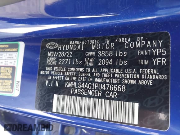 ✅ 2023 Hyundai Elantra SEL • VIN: KMHLS4AG1PU476668 • Лот: 40354438. Опубликован ранее на IAAI с пробегом 7 201 миль. Бесплатный доступ к архиву аукционных продаж из США и подробный отчёт об истории автомобиля на DreamBid. Изображение 9.