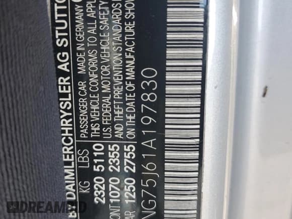 ✅ 2001 Mercedes-Benz S 320/430/500 • VIN: WDBNG75J61A197830 • Lot: 62815985. Wystawiony na Copart z przebiegiem Nie podano. Bezpłatny archiwum sprzedaży aukcyjnych z USA i szczegółowy raport historii pojazdu na DreamBid. Zdjęcie 12.