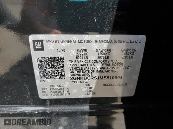 ✅ 2021 Chevrolet Blazer LT • VIN: 3GNKBCRS1MS510694 • Lot: 55288445. Listed on Copart with Not provided. Free auction sales archive from the USA and detailed vehicle history report at DreamBid. Image 13.