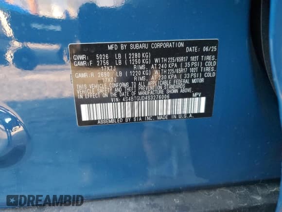 ✅ 2025 Subaru Outback Wilderness • VIN: 4S4BTGUD4S3276006 • Лот: 85156245. Опубликован ранее на Copart с пробегом 2 010 миль. Бесплатный доступ к архиву аукционных продаж из США и подробный отчёт об истории автомобиля на DreamBid. Изображение 12.