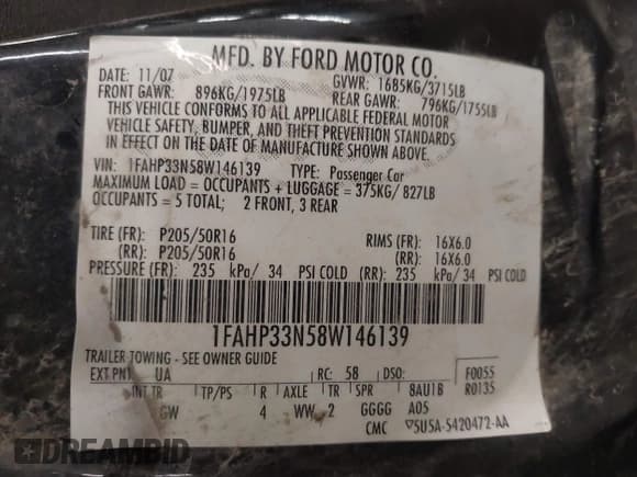 ✅ 2008 Ford Focus SE • VIN: 1FAHP33N58W146139 • Lot: 43760503. Wystawiony na IAAI z przebiegiem 191 727 mil. Bezpłatny archiwum sprzedaży aukcyjnych z USA i szczegółowy raport historii pojazdu na DreamBid. Zdjęcie 9.