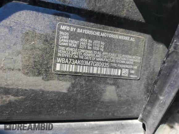 ✅ 2021 BMW 2 Series 228i xDrive • VIN: WBA73AK03M7G80935 • Lot: 53999095. Listed on Copart with 98,097 mi. Free auction sales archive from the USA and detailed vehicle history report at DreamBid. Image 12.