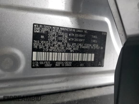 ✅ 2025 Toyota RAV4 LE • VIN: 2T3F1RFVXSC504313 • Лот: 91577275. Опубликован ранее на Copart с пробегом 18 478 миль. Бесплатный доступ к архиву аукционных продаж из США и подробный отчёт об истории автомобиля на DreamBid. Изображение 13.