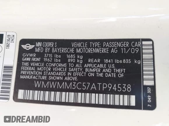 ✅ 2010 MINI Clubman S • VIN: WMWMM3C57ATP94538 • Лот: 43804671. Опубликован ранее на IAAI с пробегом 135 591 миль. Бесплатный доступ к архиву аукционных продаж из США и подробный отчёт об истории автомобиля на DreamBid. Изображение 9.