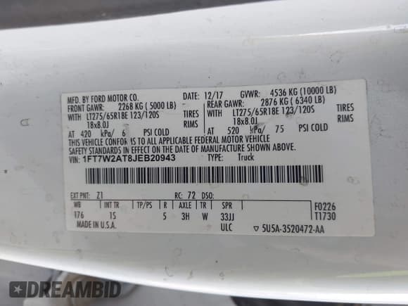 ✅ 2018 Ford F-250 XL • VIN: 1FT7W2AT8JEB20943 • Лот: 43111623. Опубликован ранее на IAAI с пробегом 215 058 миль. Бесплатный доступ к архиву аукционных продаж из США и подробный отчёт об истории автомобиля на DreamBid. Изображение 9.