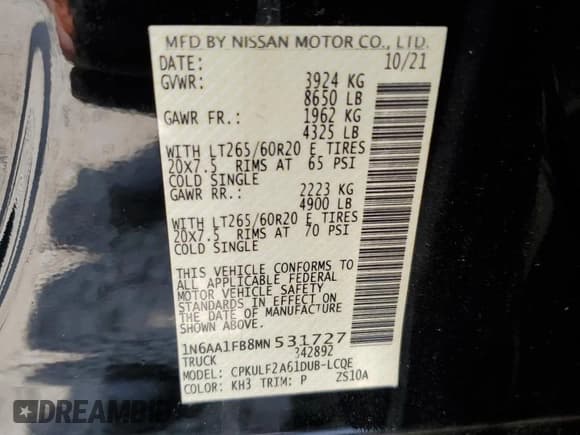 ✅ 2021 Nissan Titan Pro-4X • VIN: 1N6AA1FB8MN531727 • Lot: 62102265. Listed on Copart with 26,668 mi. Free auction sales archive from the USA and detailed vehicle history report at DreamBid. Image 12.