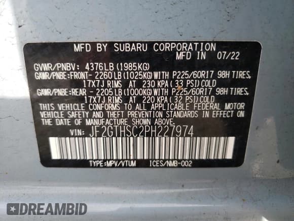 ✅ 2023 Subaru Crosstrek Special Sports • VIN: JF2GTHSC2PH227974 • Lot: 85572255. Listed on Copart with 40,983 mi. Free auction sales archive from the USA and detailed vehicle history report at DreamBid. Image 12.