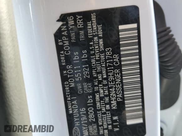 ✅ 2017 Genesis G80 3.8L • VIN: KMHGN4JE9HU171783 • Lot: 67544905. Listed on Copart with 89,540 mi. Free auction sales archive from the USA and detailed vehicle history report at DreamBid. Image 12.