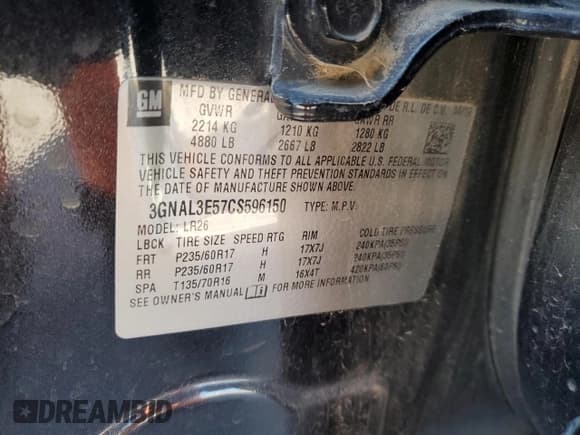 ✅ 2012 Chevrolet Captiva Sport LT • VIN: 3GNAL3E57CS596150 • Lot: 46234635. Wystawiony na Copart z przebiegiem 87 551 mil. Bezpłatny archiwum sprzedaży aukcyjnych z USA i szczegółowy raport historii pojazdu na DreamBid. Zdjęcie 15.