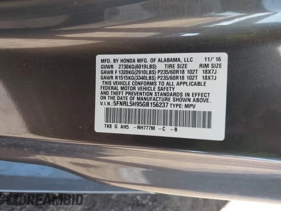✅ 2016 Honda Odyssey Touring Elite • VIN: 5FNRL5H95GB156237 • Lot: 43678063. Wystawiony na IAAI z przebiegiem 117 870 mil. Bezpłatny archiwum sprzedaży aukcyjnych z USA i szczegółowy raport historii pojazdu na DreamBid. Zdjęcie 9.