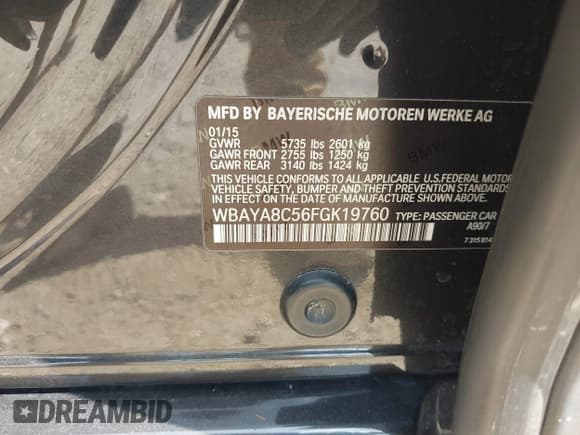 ✅ 2015 BMW 7 Series 750i • VIN: WBAYA8C56FGK19760 • Lot: 43349584. Wystawiony na IAAI z przebiegiem 169 085 mil. Bezpłatny archiwum sprzedaży aukcyjnych z USA i szczegółowy raport historii pojazdu na DreamBid. Zdjęcie 9.