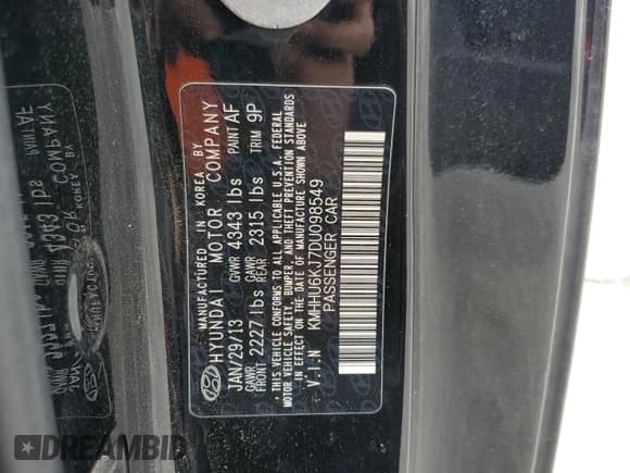 ✅ 2013 Hyundai Genesis Coupe Grand Touring • VIN: KMHHU6KJ7DU098549 • Lot: 57815265. Wystawiony na Copart z przebiegiem 115 763 mil. Bezpłatny archiwum sprzedaży aukcyjnych z USA i szczegółowy raport historii pojazdu na DreamBid. Zdjęcie 12.