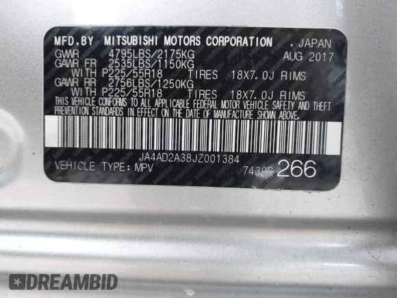 2018 Mitsubishi Outlander ES с VIN JA4AD2A38JZ001384, выставлен на аукционе IAAI как лот 43063754 с пробегом 107 245 миль миль и . История ставок и продаж доступна на DreamBid. Изображение 9.