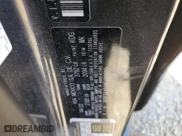 ✅ 2022 Kia Forte GT-Line • VIN: 3KPF54AD1NE480830 • Lot: 85549925. Wystawiony na Copart z przebiegiem 59 363 mil. Bezpłatny archiwum sprzedaży aukcyjnych z USA i szczegółowy raport historii pojazdu na DreamBid. Zdjęcie 12.