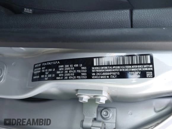 ✅ 2017 Jeep Renegade Latitude • VIN: ZACCJBBB8HPF60715 • Lot: 43374314. Listed on IAAI with 108,642 mi. Free auction sales archive from the USA and detailed vehicle history report at DreamBid. Image 9.