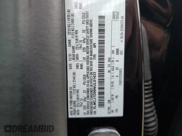 ✅ 2022 Lincoln Corsair Standard • VIN: 5LMCJ1D99NUL01433 • Lot: 59251583. Wystawiony na Copart z przebiegiem 29 217 mil. Bezpłatny archiwum sprzedaży aukcyjnych z USA i szczegółowy raport historii pojazdu na DreamBid. Zdjęcie 15.