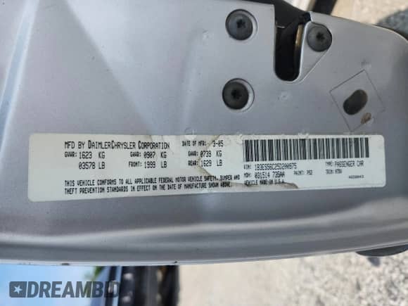 2005 Dodge Neon SXT z VIN 1B3ES56C25D200975, wystawiony jako Copart lot #63220495 z przebiegiem 159 327 mil mil oraz Szkoda całkowita • Salvage title. Historia ofert i sprzedaży dostępna na DreamBid. Obrazek 12.