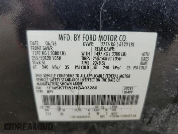 ✅ 2017 Ford Explorer XLT • VIN: 1FM5K7D82HGA03280 • Лот: 54611225. Опубликован ранее на Copart с пробегом 94 947 миль. Бесплатный доступ к архиву аукционных продаж из США и подробный отчёт об истории автомобиля на DreamBid. Изображение 13.