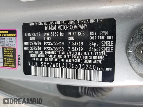 ✅ 2018 Hyundai Santa Fe Ultimate • VIN: 5XYZWDLA1JG535240 • Lot: 67973885. Wystawiony na Copart z przebiegiem 28 871 mil. Bezpłatny archiwum sprzedaży aukcyjnych z USA i szczegółowy raport historii pojazdu na DreamBid. Zdjęcie 13.