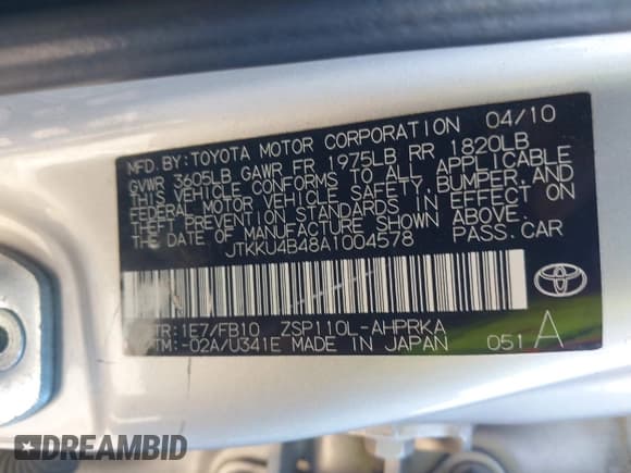 ✅ 2010 Scion xD • VIN: JTKKU4B48A1004578 • Lot: 43611048. Wystawiony na IAAI z przebiegiem 177 702 mil. Bezpłatny archiwum sprzedaży aukcyjnych z USA i szczegółowy raport historii pojazdu na DreamBid. Zdjęcie 9.