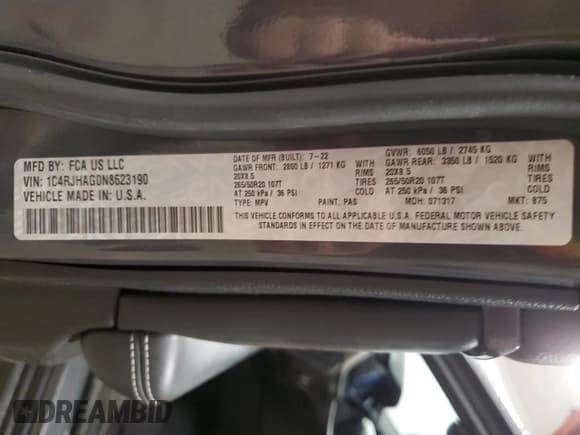 ✅ 2022 Jeep Grand Cherokee Altitude • VIN: 1C4RJHAG0N8623190 • Lot: 47683965. Listed on Copart with 38,964 mi. Free auction sales archive from the USA and detailed vehicle history report at DreamBid. Image 14.