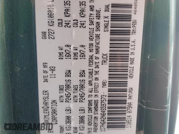 ✅ 2004 Dodge Dakota SLT • VIN: 1D7HG42N64S597573 • Lot: 87504315. Wystawiony na Copart z przebiegiem 188 865 mil. Bezpłatny archiwum sprzedaży aukcyjnych z USA i szczegółowy raport historii pojazdu na DreamBid. Zdjęcie 14.