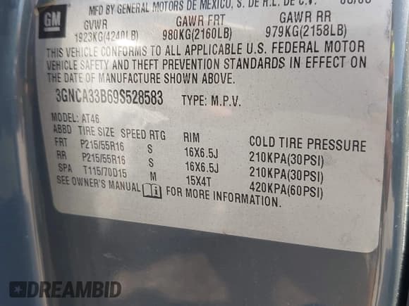 ✅ 2009 Chevrolet HHR LS • VIN: 3GNCA33B69S528583 • Lot: 42035133. Listed on IAAI with 311,333 mi. Free auction sales archive from the USA and detailed vehicle history report at DreamBid. Image 9.