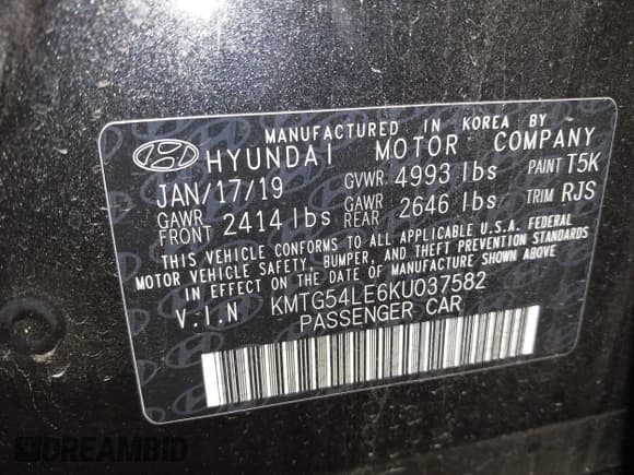 ✅ 2019 Genesis G70 Advanced • VIN: KMTG54LE6KU037582 • Lot: 42099548. Listed on IAAI with 63,044 mi. Free auction sales archive from the USA and detailed vehicle history report at DreamBid. Image 9.